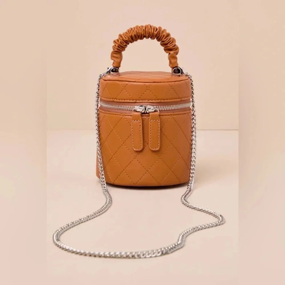 Lulus Brown Quilted Mini Bag Large New With Tags